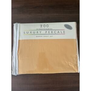4pc Queen Cotton Percale Sheet Set New Mustard Yellow New (tiny Blemish) 200 Cou